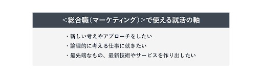 マーケティング職の「就活の軸」例