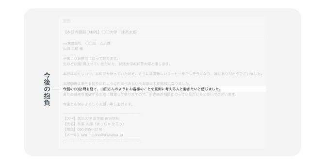 OB訪問した後に送るお礼メールの「今後の抱負」例文