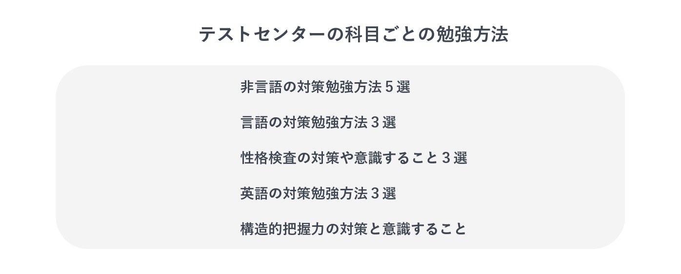 テストセンターごとの勉強方法
