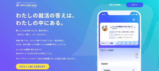 逆求人サイト　キャリアチケットスカウトのサービス画像